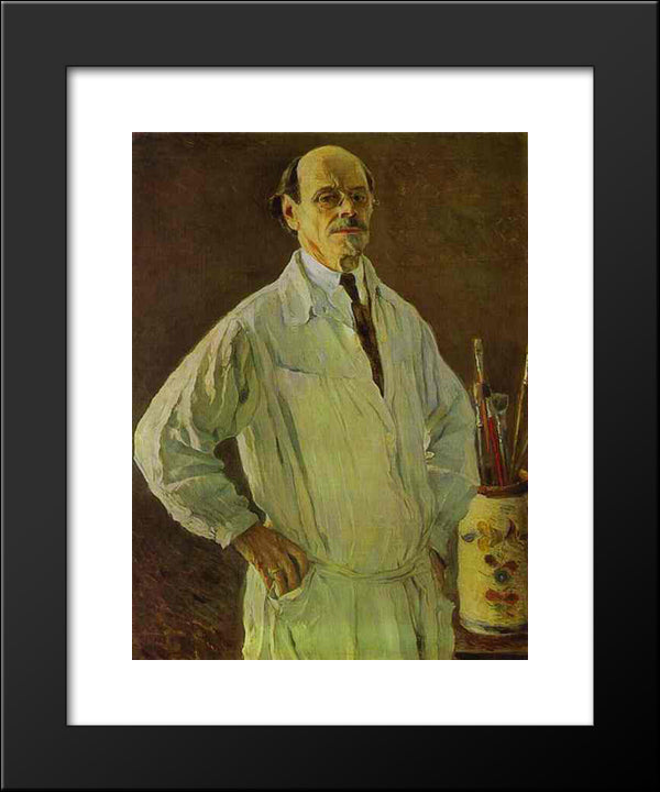 Self-Portrait 20x24 Black Modern Wood Framed Art Print Poster by Nesterov, Mikhail