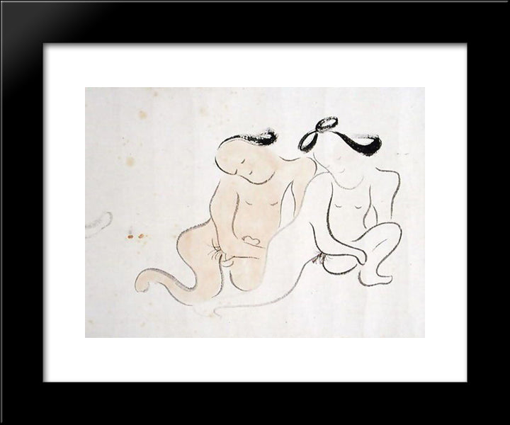A Shunga 20x24 Black Modern Wood Framed Art Print Poster by no Taiga, Ike