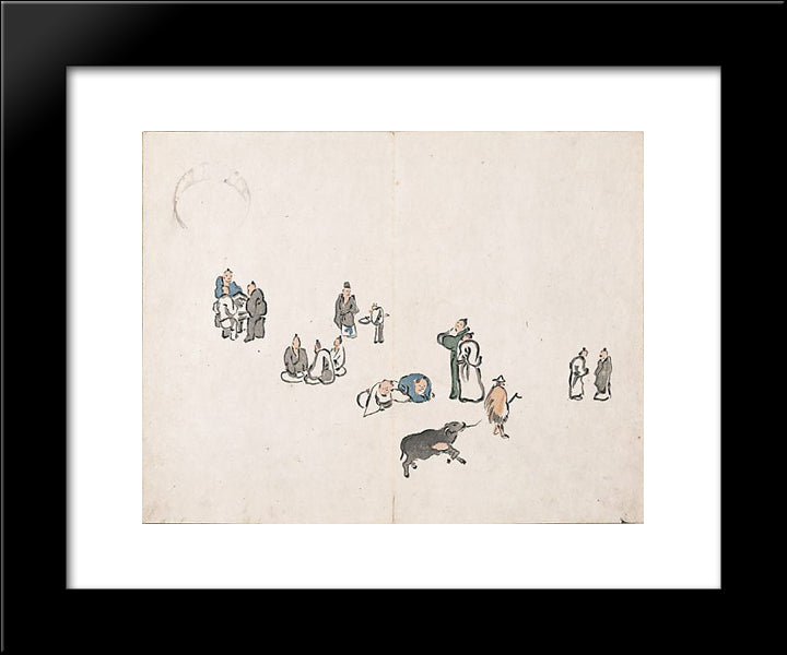 Untitled (Figures) 20x24 Black Modern Wood Framed Art Print Poster by no Taiga, Ike