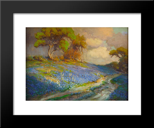 Late Afternoon In The Bluebonnets, S. W. Texas 20x24 Black Modern Wood Framed Art Print Poster by Onderdonk, Robert Julian