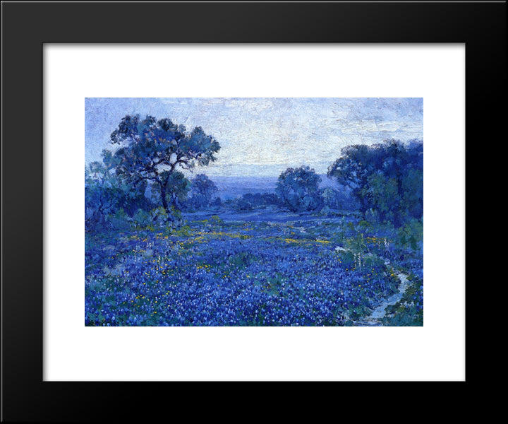 Bluebonnet Scene 20x24 Black Modern Wood Framed Art Print Poster by Onderdonk, Robert Julian