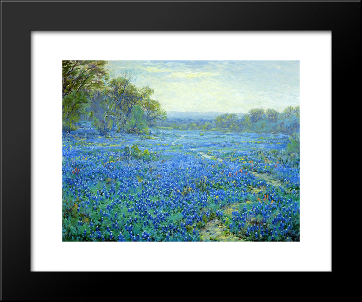 Bluebonnet Scene 20x24 Black Modern Wood Framed Art Print Poster by Onderdonk, Robert Julian