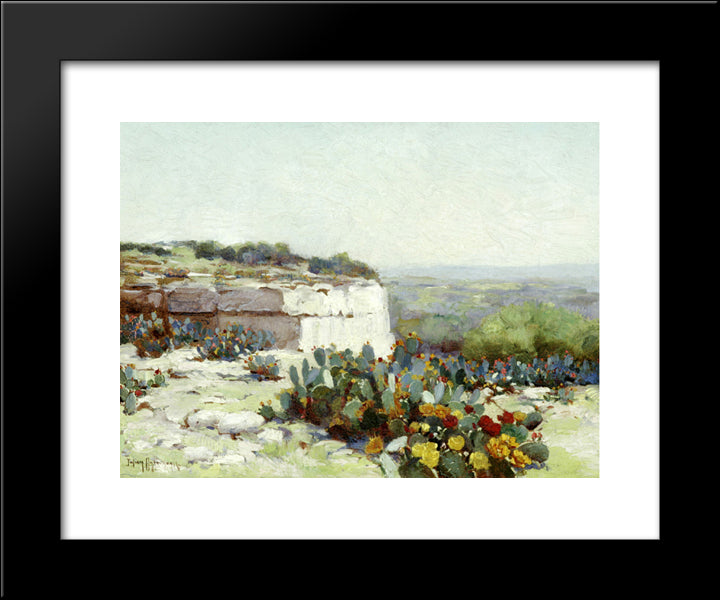 Prickly Pear In Blossom 20x24 Black Modern Wood Framed Art Print Poster by Onderdonk, Robert Julian