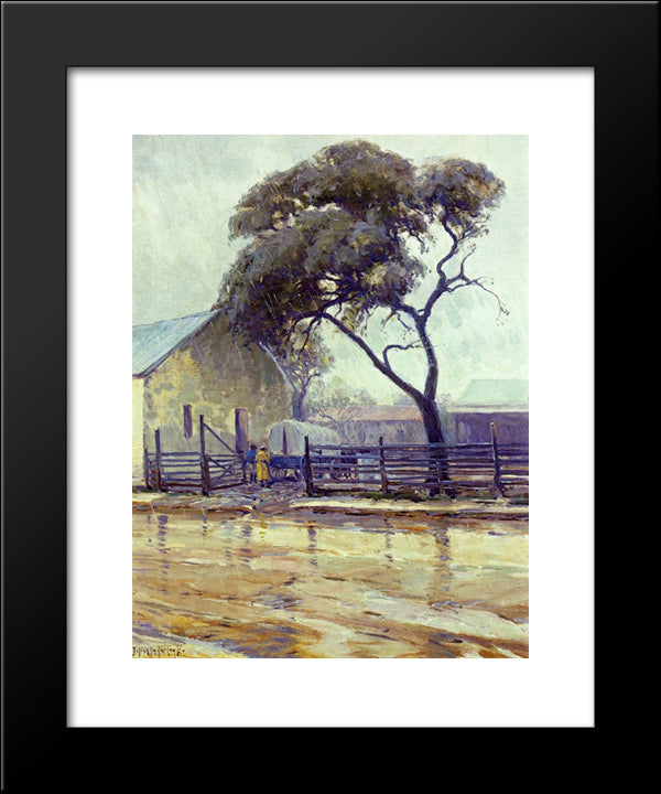 Rainy Day In Bandera 20x24 Black Modern Wood Framed Art Print Poster by Onderdonk, Robert Julian