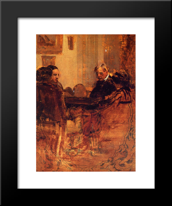 The Family At Cards (Unfinished) 20x24 Black Modern Wood Framed Art Print Poster by Onderdonk, Robert Julian