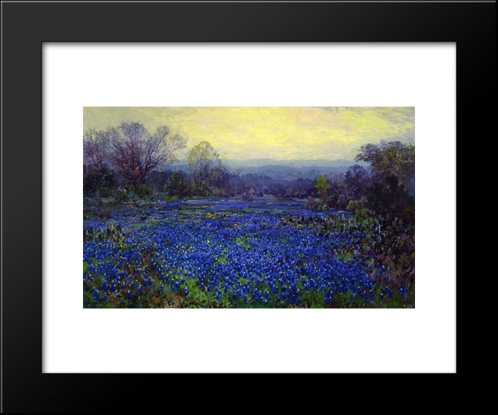 Field Of Bluebonnets 20x24 Black Modern Wood Framed Art Print Poster by Onderdonk, Robert Julian