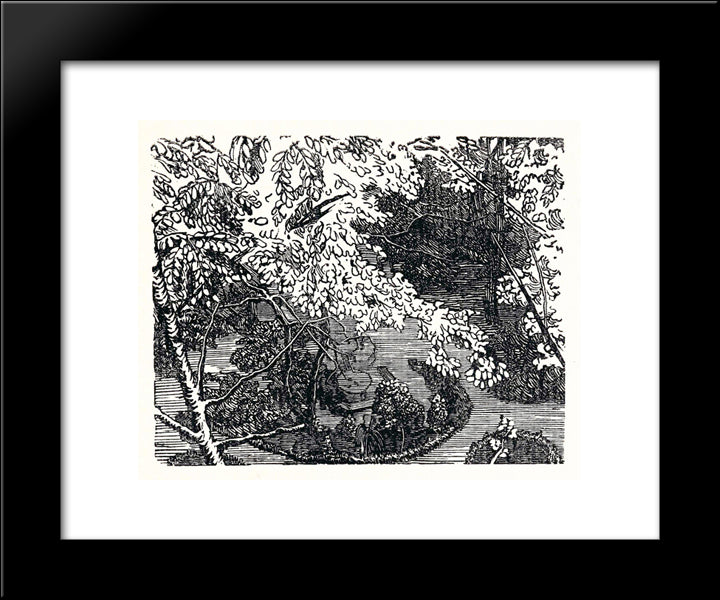 In The Park 20x24 Black Modern Wood Framed Art Print Poster by Ostroumova Lebedeva, Anna