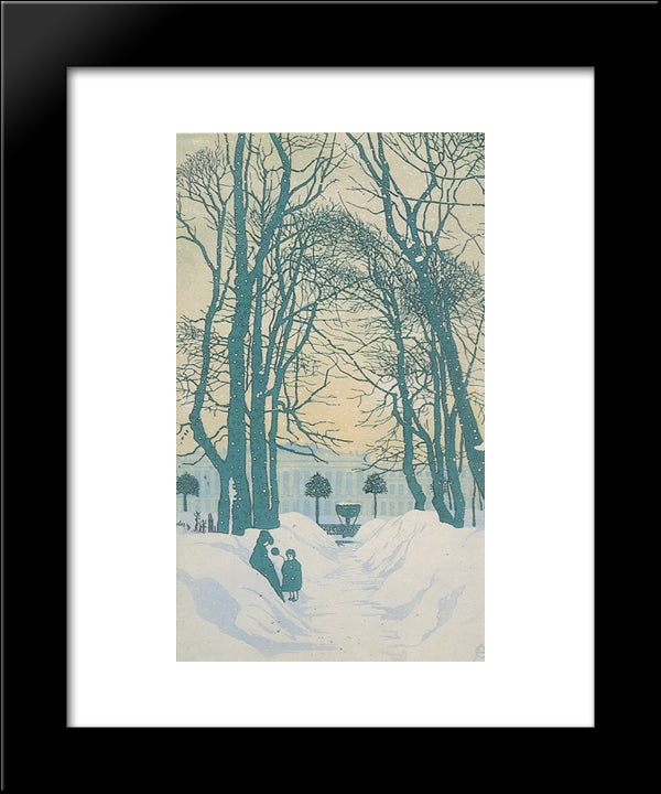 Petersburg. The Summer Garden In Winter. 20x24 Black Modern Wood Framed Art Print Poster by Ostroumova Lebedeva, Anna