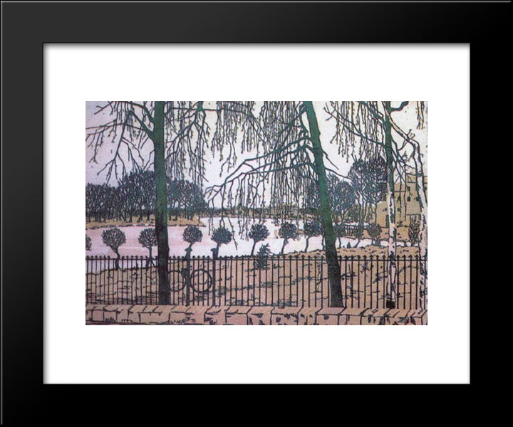 Spring Motif. View From Stone Island To Krestovsky And Yelagin Islands 20x24 Black Modern Wood Framed Art Print Poster by Ostroumova Lebedeva, Anna