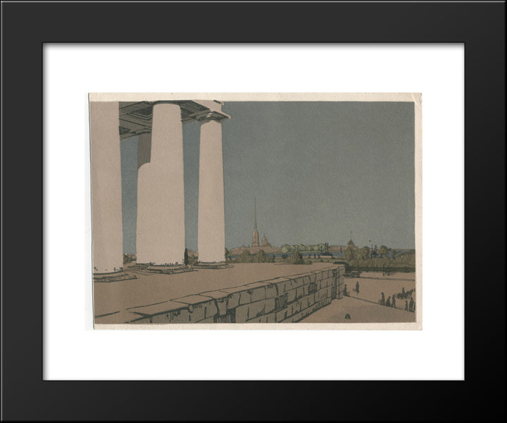 Colonnade Of Exchange And Peter And Paul Fortress 20x24 Black Modern Wood Framed Art Print Poster by Ostroumova Lebedeva, Anna
