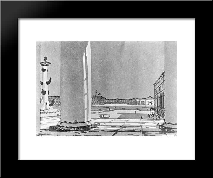 Neva Through The Columns Of The Exchange 20x24 Black Modern Wood Framed Art Print Poster by Ostroumova Lebedeva, Anna
