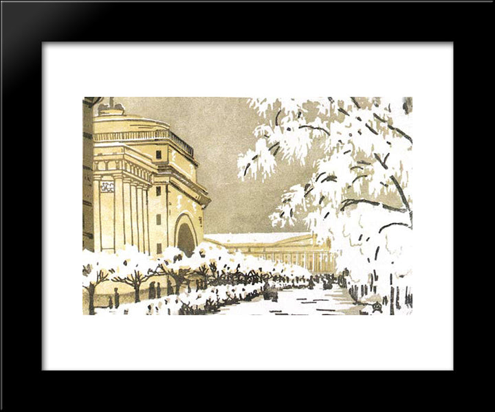 Admiralty Under The Snow 20x24 Black Modern Wood Framed Art Print Poster by Ostroumova Lebedeva, Anna