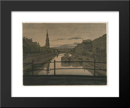 Petersburg. Kryukov Canal. 20x24 Black Modern Wood Framed Art Print Poster by Ostroumova Lebedeva, Anna
