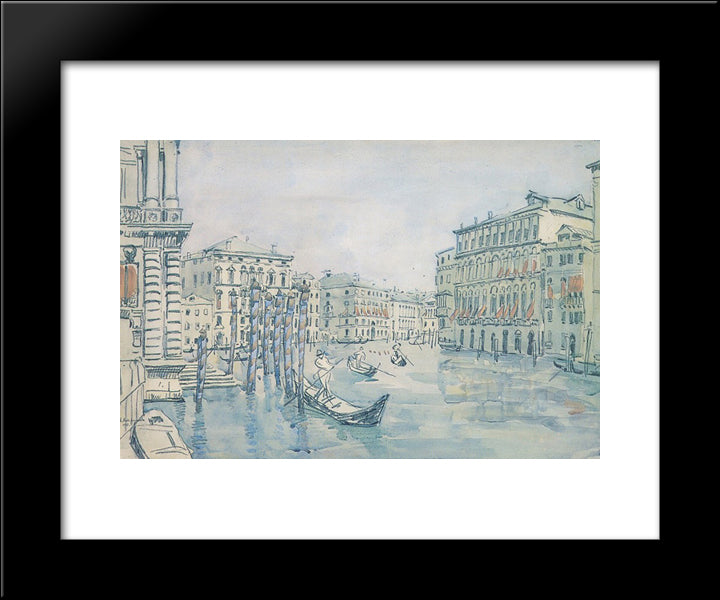 Venice. Grand Canal. Grey Day. 20x24 Black Modern Wood Framed Art Print Poster by Ostroumova Lebedeva, Anna