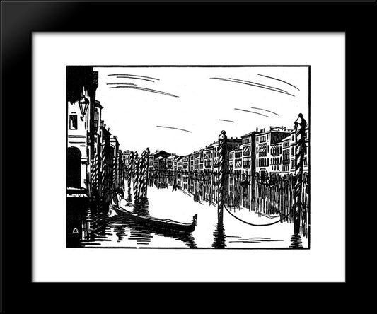 Venice 20x24 Black Modern Wood Framed Art Print Poster by Ostroumova Lebedeva, Anna