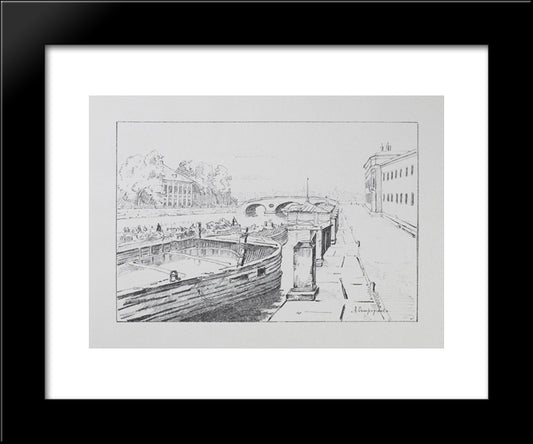 Fontanka Near The Summer Garden 20x24 Black Modern Wood Framed Art Print Poster by Ostroumova Lebedeva, Anna