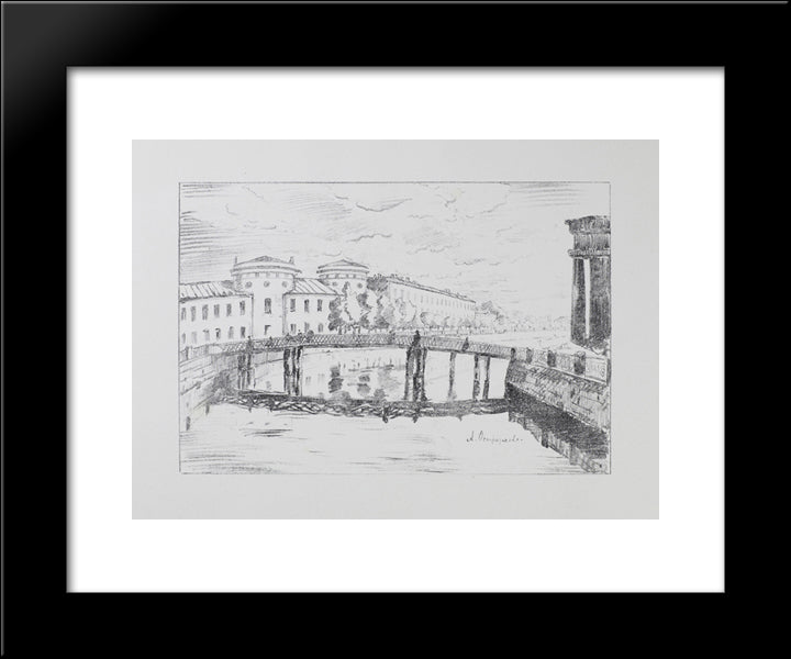 Lithuanian Castle 20x24 Black Modern Wood Framed Art Print Poster by Ostroumova Lebedeva, Anna