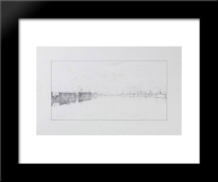 Neva Early In The Morning 20x24 Black Modern Wood Framed Art Print Poster by Ostroumova Lebedeva, Anna