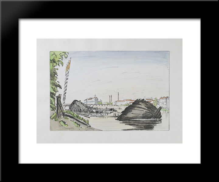 School House Of Peter I 20x24 Black Modern Wood Framed Art Print Poster by Ostroumova Lebedeva, Anna