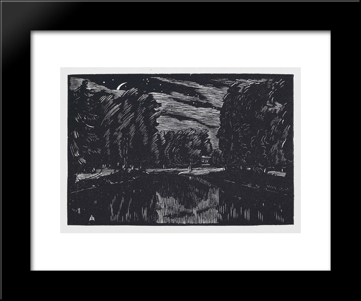 Night 20x24 Black Modern Wood Framed Art Print Poster by Ostroumova Lebedeva, Anna