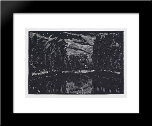 Night 20x24 Black Modern Wood Framed Art Print Poster by Ostroumova Lebedeva, Anna