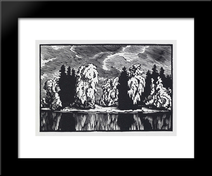 Perspective Of The Constantine Palace 20x24 Black Modern Wood Framed Art Print Poster by Ostroumova Lebedeva, Anna