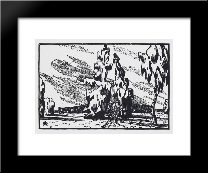 Road To The 'White Birch' 20x24 Black Modern Wood Framed Art Print Poster by Ostroumova Lebedeva, Anna