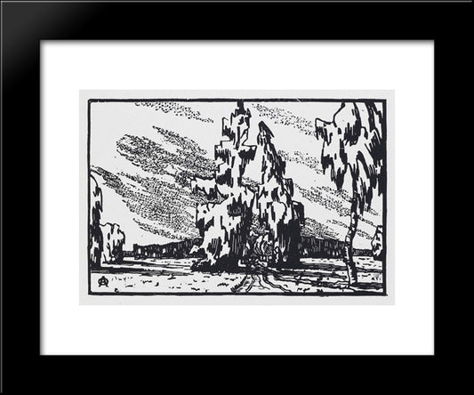 Road To The 'White Birch' 20x24 Black Modern Wood Framed Art Print Poster by Ostroumova Lebedeva, Anna