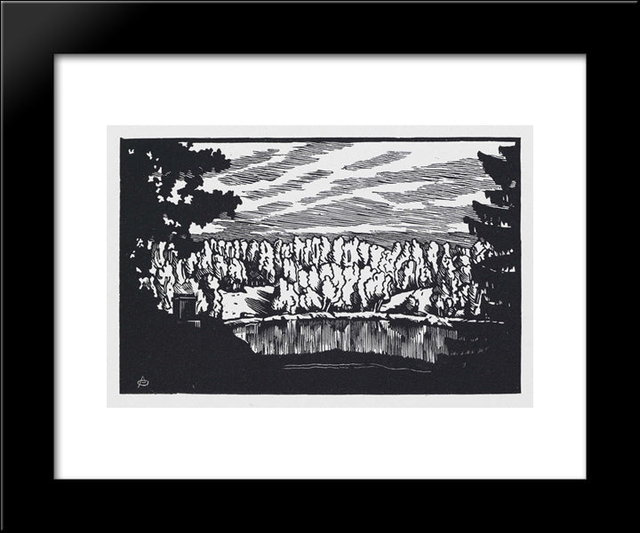 Round Pond 20x24 Black Modern Wood Framed Art Print Poster by Ostroumova Lebedeva, Anna