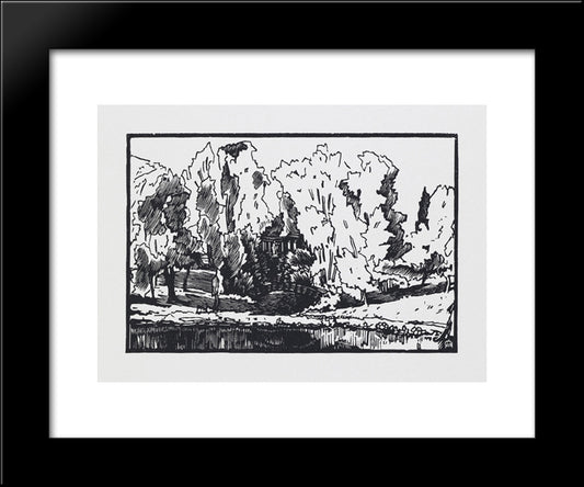 Trees Near The 'Apollo Colonnade' 20x24 Black Modern Wood Framed Art Print Poster by Ostroumova Lebedeva, Anna