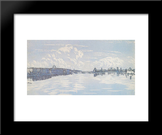 Leningrad. View From Trinity Bridge. 20x24 Black Modern Wood Framed Art Print Poster by Ostroumova Lebedeva, Anna