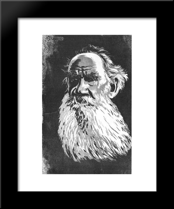 Portrait Of Leo Tolstoy 20x24 Black Modern Wood Framed Art Print Poster by Ostroumova Lebedeva, Anna