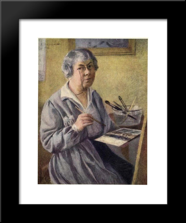 Self-Portrait 20x24 Black Modern Wood Framed Art Print Poster by Ostroumova Lebedeva, Anna
