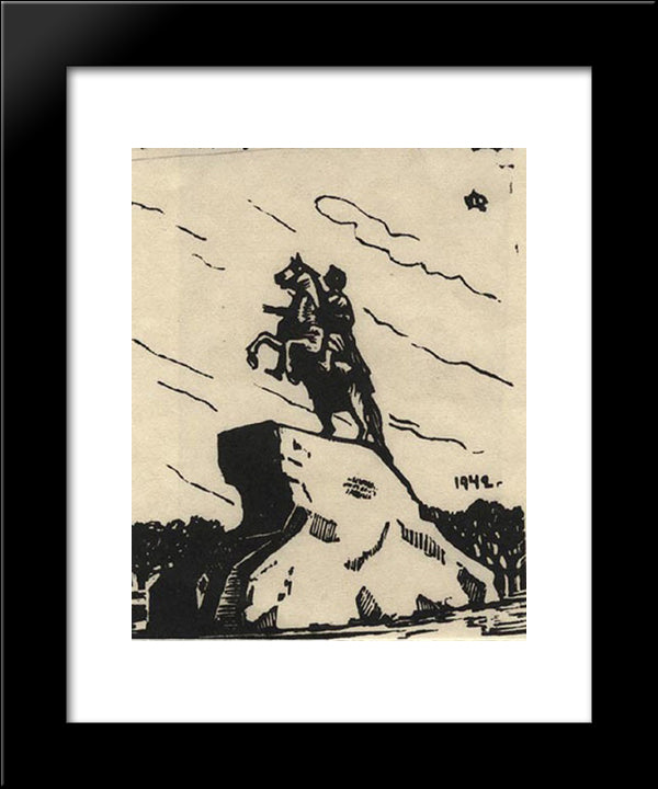 The Monument To Peter I 20x24 Black Modern Wood Framed Art Print Poster by Ostroumova Lebedeva, Anna