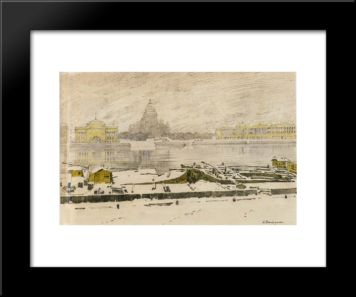 St. Isaac'S Cathedral On A Foggy Day 20x24 Black Modern Wood Framed Art Print Poster by Ostroumova Lebedeva, Anna