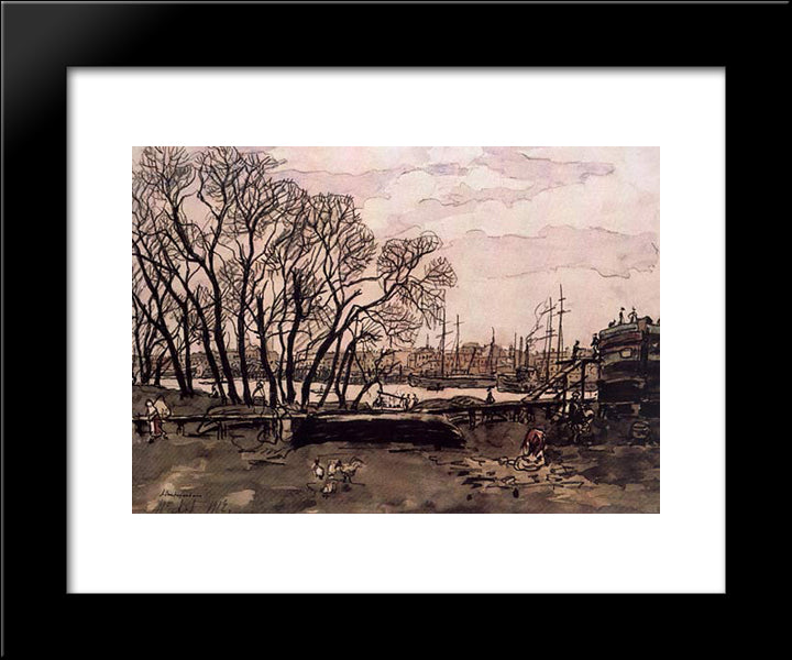 View From The Petrovsky Park 20x24 Black Modern Wood Framed Art Print Poster by Ostroumova Lebedeva, Anna