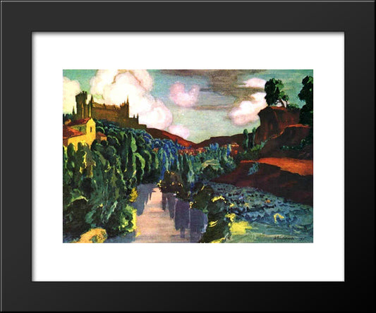 View Of The Alcazar. Segovia. 20x24 Black Modern Wood Framed Art Print Poster by Ostroumova Lebedeva, Anna