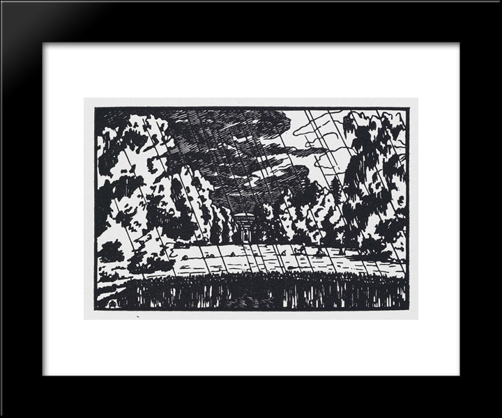View Of The Palace. Rain. 20x24 Black Modern Wood Framed Art Print Poster by Ostroumova Lebedeva, Anna