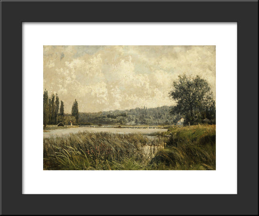 Landscape With A Tributary Of The Seine, Near Paris 20x24 Black Modern Wood Framed Art Print Poster by Pantazis, Pericles