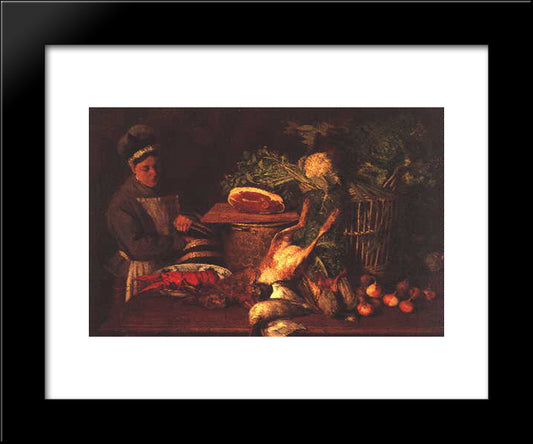Still Life And Woman 20x24 Black Modern Wood Framed Art Print Poster by Pantazis, Pericles