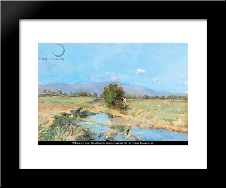 By The Stream 20x24 Black Modern Wood Framed Art Print Poster by Pantazis, Pericles