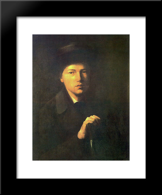 Portrait Of Nikolai Kridener, The Artist S Brother 20x24 Black Modern Wood Framed Art Print Poster by Perov, Vasily