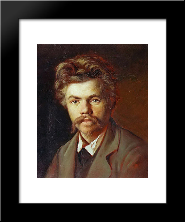 Portrait Of An Unknown 20x24 Black Modern Wood Framed Art Print Poster by Perov, Vasily