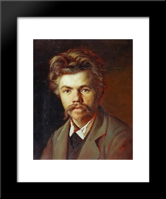 Portrait Of An Unknown 20x24 Black Modern Wood Framed Art Print Poster by Perov, Vasily