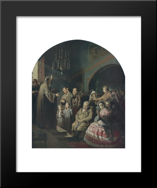 Sermon In A Village 20x24 Black Modern Wood Framed Art Print Poster by Perov, Vasily
