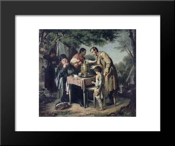 Tea Party At Mytishchi Near Moscow 20x24 Black Modern Wood Framed Art Print Poster by Perov, Vasily