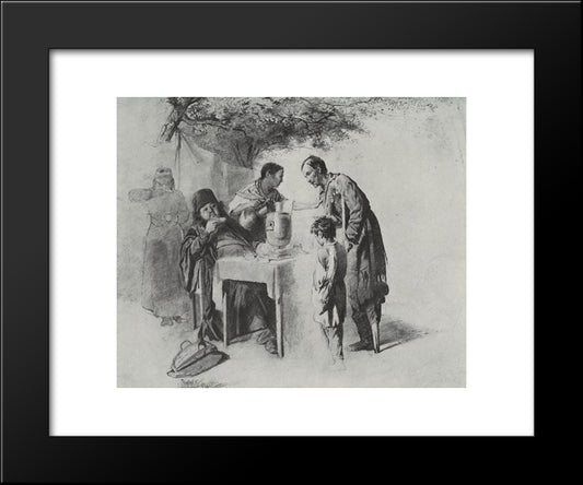 Teatime In Mytischi Near Moscow 20x24 Black Modern Wood Framed Art Print Poster by Perov, Vasily
