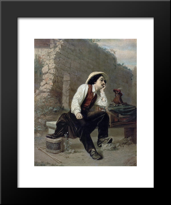 Organ Grinder 20x24 Black Modern Wood Framed Art Print Poster by Perov, Vasily