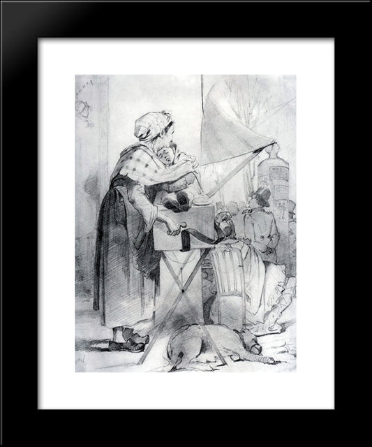 Paris Sharmanschitsa. Sketch 20x24 Black Modern Wood Framed Art Print Poster by Perov, Vasily