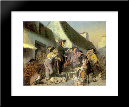 Seller Singers. Sketch 20x24 Black Modern Wood Framed Art Print Poster by Perov, Vasily